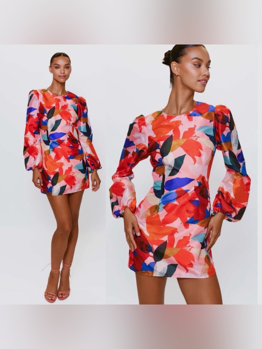 Anthropologie Hutch Carolyn Papier Mache Mini Dress XL Coral Floral NWT - Picture 3 of 8